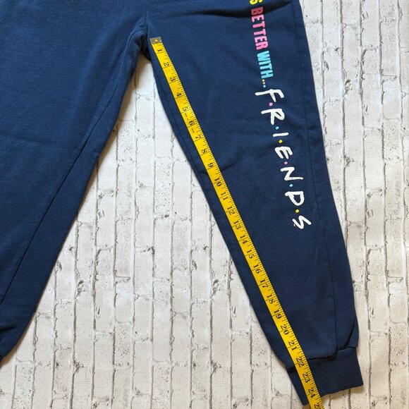 Life Is Better With Friends Navy Blue Joggers Large Drawstring Waist Elastic Cuf - Picture 8 of 12